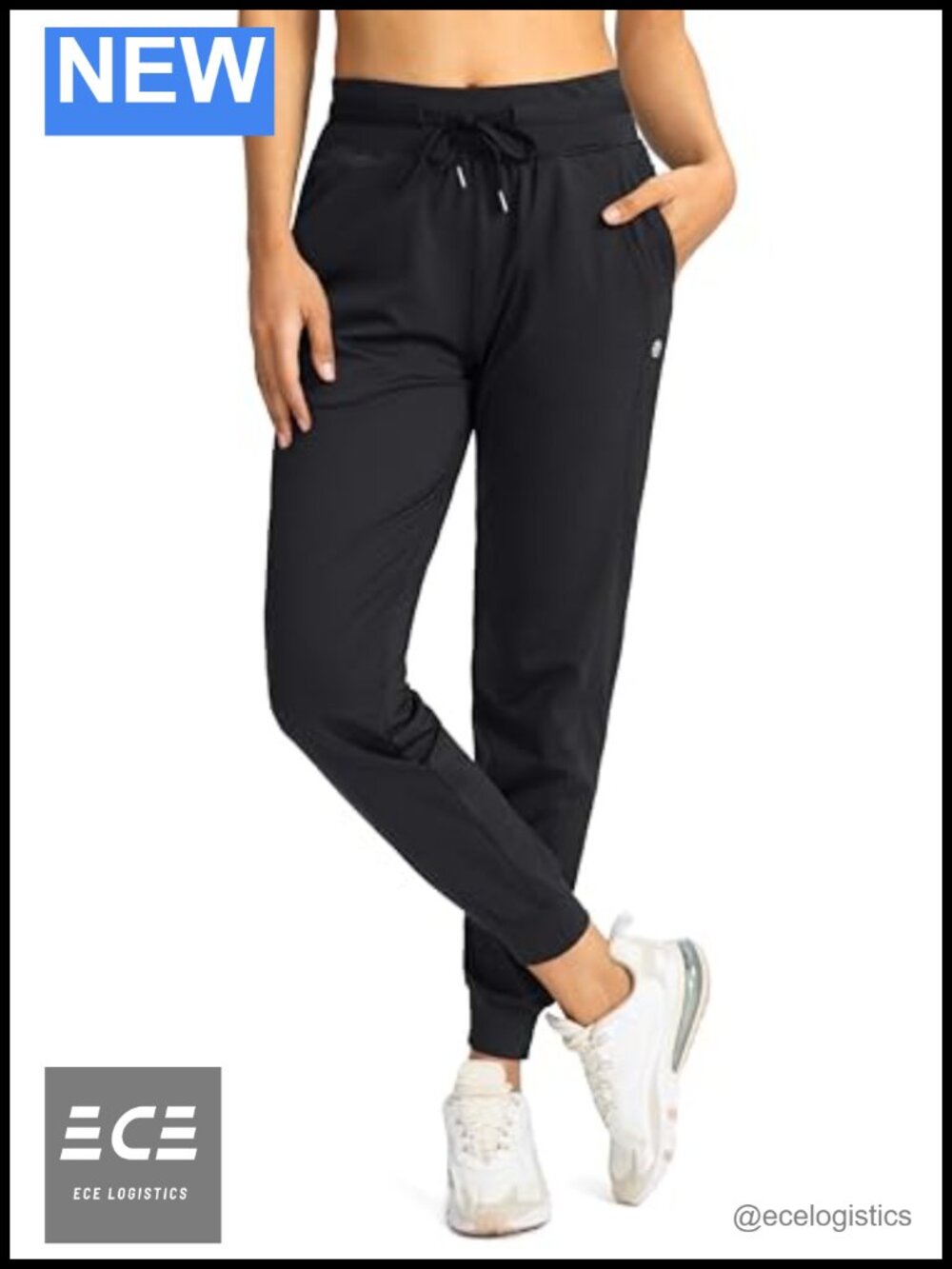 Women's High Waisted Joggers with Zipper Pockets Tapered Leg Cuffed Ankle